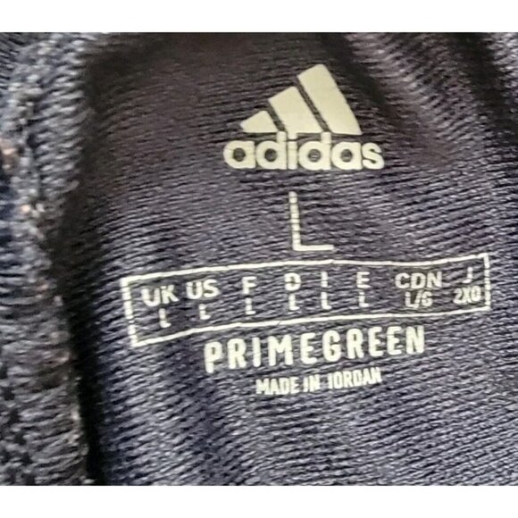 Adidas Warm Up Track Pants Large Prime Green 3 Stripes Drawstring Ankle Zip Navy - Picture 4 of 10